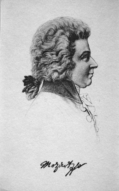 Portræt af Wolfgang Amadeus Mozart (1756-91) af French School